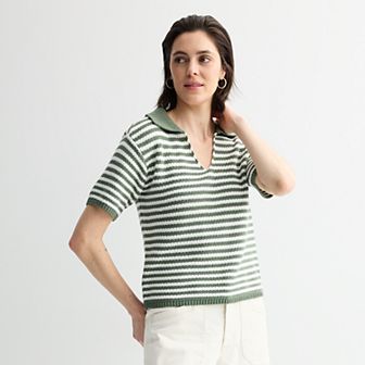 Petite Sonoma Goods For Life® Short Sleeve Collared Sweater
