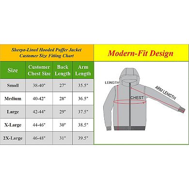 Men's Spire by Galaxy Sherpa-Lined Hooded Puffer Jacket