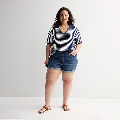 Plus Size Sonoma Goods For Life® Short Sleeve Collared Sweater