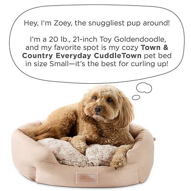 Town & Country Everyday CuddleTown Faux Linen Comfy Cozy Cuddler Pet Bed