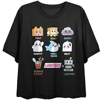 Juniors' Lanky Box Stacked Crop Short Sleeve Graphic T-Shirt