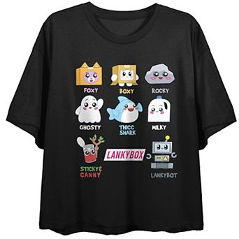 Juniors' Lanky Box Stacked Crop Short Sleeve Graphic T-Shirt