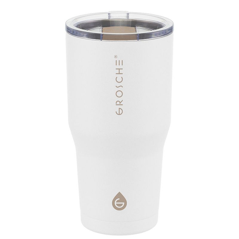 GROSCHE YUKON Insulated Stainless Steel Coffee Tumbler with Slider Lid, Ivory White