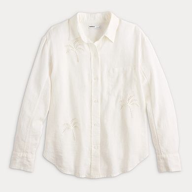Women's Sonoma Goods For Life® Palm Tree Linen Blend Shirt