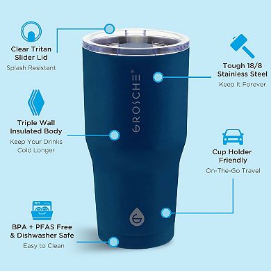 GROSCHE YUKON Stainless Steel Coffee Tumbler with Slider Lid 2-pk.