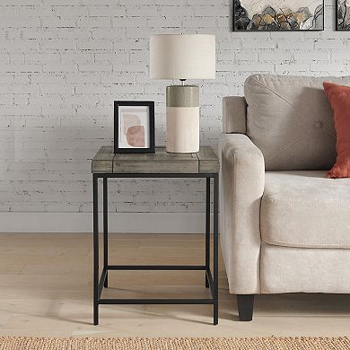 Alaterre Furniture Industrial Modern End Table - Gray