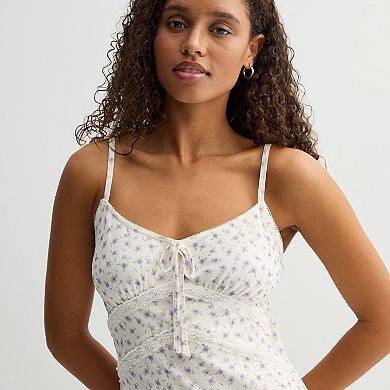 Juniors' Pink Republic Tie Neck Lace Mesh Dress