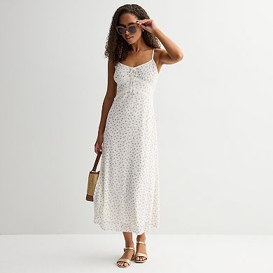 Juniors' Pink Republic Tie Neck Lace Mesh Dress