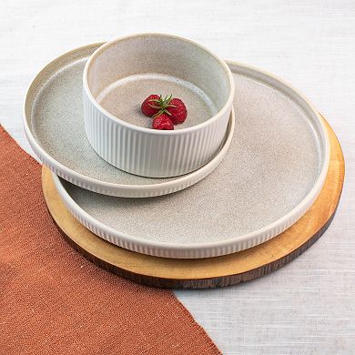 Sango Anderson Reactive Cream Stoneware 12-piece Dinnerware Set