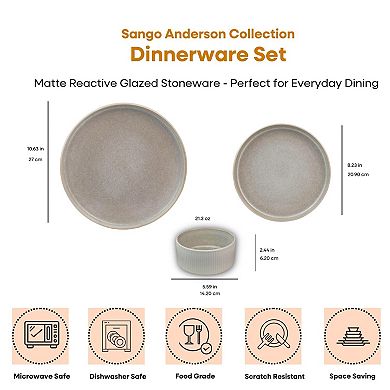 Sango Anderson Reactive Cream Stoneware 12-piece Dinnerware Set