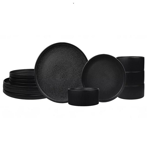 Anderson 皿 Sango Anderson Reactive Stoneware 12-piece Dinnerware Set