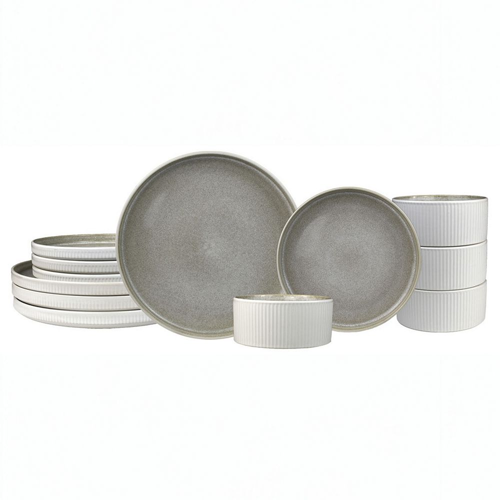 Sango Anderson Reactive Stoneware 12-piece Dinnerware Set - Cream