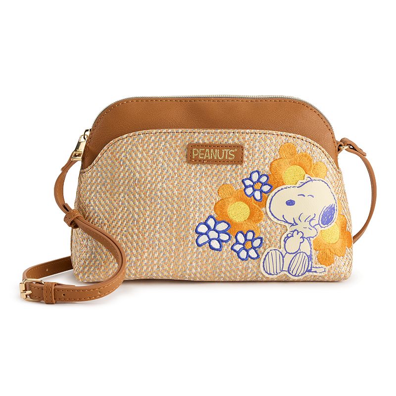 Peanuts Snoopy Spring Floral Crossbody Bag, Brown