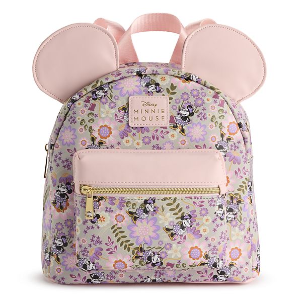 Disney's Minnie Mouse Tossed Digital Printed Floral Mini Backpack with 3D Ears - Multi