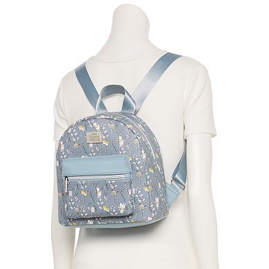 Winnie The Pooh Sketchy Floral All Over Print with Metal Badge Mini Backpack