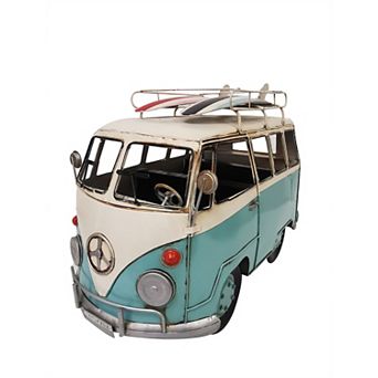 Vintage Blue Vw Bus Metal Model