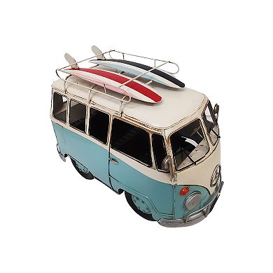 Vintage Blue Vw Bus Metal Model