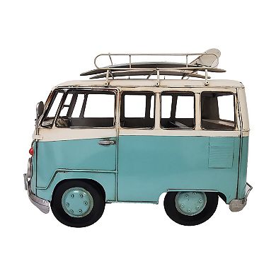 Vintage Blue Vw Bus Metal Model
