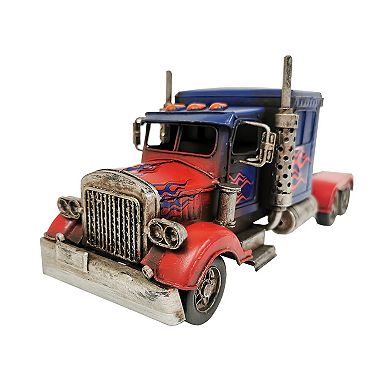 Blue Semi-truck Metal Model