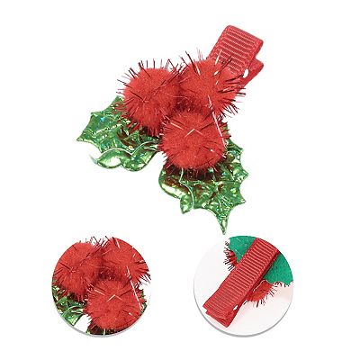 Cute Christmas Hat Bow Hair Clips Hairdo Clips for Children Red Green 5 Pcs
