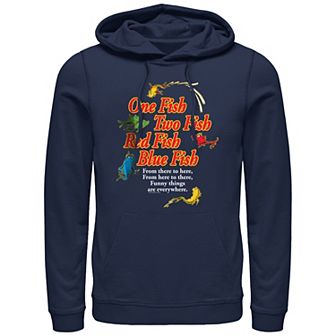 Men's Dr. Seuss One Fish Two Fish Red Fish Blue Fish Poster Graphic Hoodie