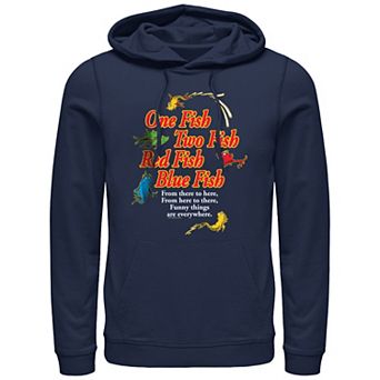 Men's Dr. Seuss One Fish Two Fish Red Fish Blue Fish Poster Graphic Hoodie