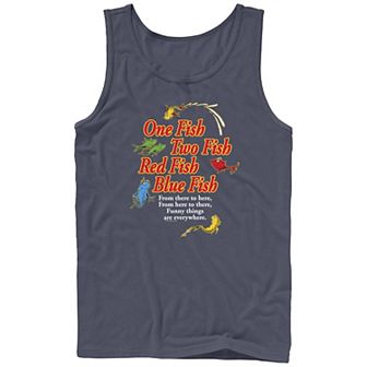 Men's Dr. Seuss One Fish Two Fish Red Fish Blue Fish Poster Graphic Tank