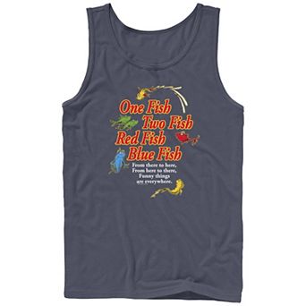 Men's Dr. Seuss One Fish Two Fish Red Fish Blue Fish Poster Graphic Tank