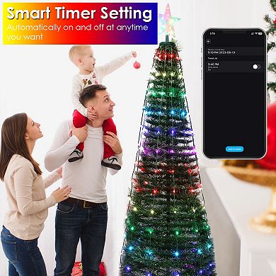 4.9FT 166-LED Collapsible Christmas Tree Lights Multi-Color, Remote & App Control, Waterproof