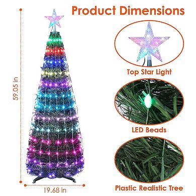 4.9FT 166-LED Collapsible Christmas Tree Lights Multi-Color, Remote & App Control, Waterproof