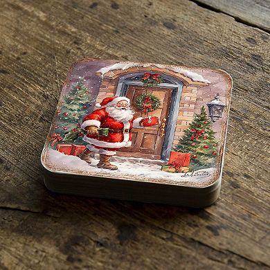 Christmas Is Here Wooden Cork Coasters Gift Set of 4