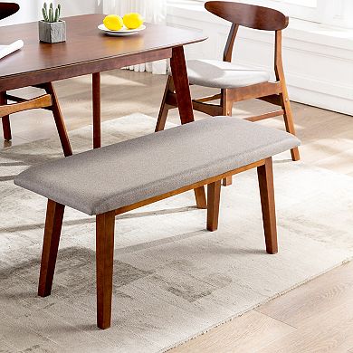 Westintrends 42" Solid Wood Upholstered Bench