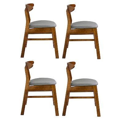 Westintrends Mid-century Modern Solid Wood Upholstered Dining Side Chair (set Of 4)