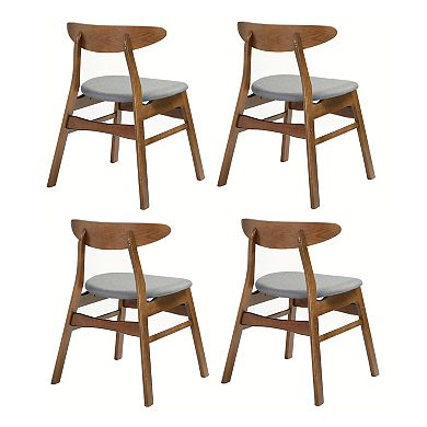 Westintrends Mid-century Modern Solid Wood Upholstered Dining Side Chair (set Of 4)