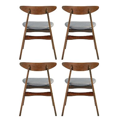 Westintrends Mid-century Modern Solid Wood Upholstered Dining Side Chair (set Of 4)