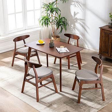 Westintrends Mid-century Modern Solid Wood Upholstered Dining Side Chair (set Of 4)
