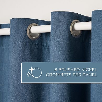 Town & Country Bertram Solid Linen Texture 50"x96" Room Darkening Blackout Indoor Curtains 2-Pack Set