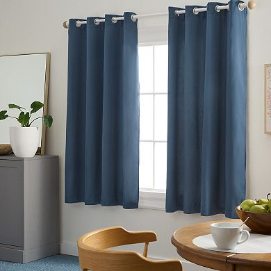 Town & Country Bertram Solid Linen Texture 50"x96" Room Darkening Blackout Indoor Curtains 2-Pack Set