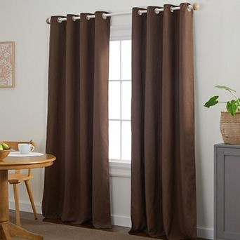 Town & Country Bertram Solid Linen Texture 50"x96" Room Darkening Blackout Indoor Curtains 2-Pack Set