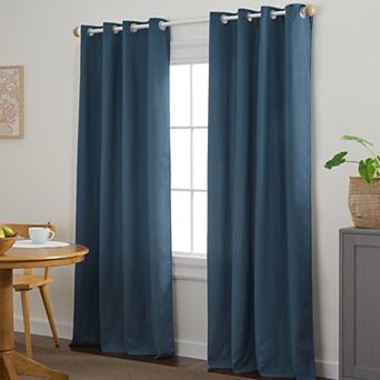 Town & Country Bertram Solid Linen Texture 50"x96" Room Darkening Blackout Indoor Curtains 2-Pack Set