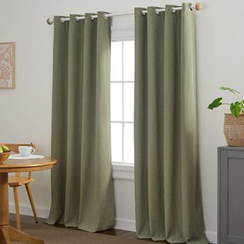 Town & Country Bertram Solid Linen Texture 50"x96" Room Darkening Blackout Indoor Curtains 2-Pack Set