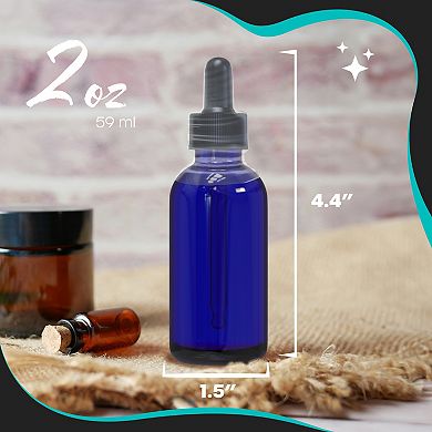 Nevlers 2 Oz Leakproof Blue Glass Dropper Bottles (Pack of 48)