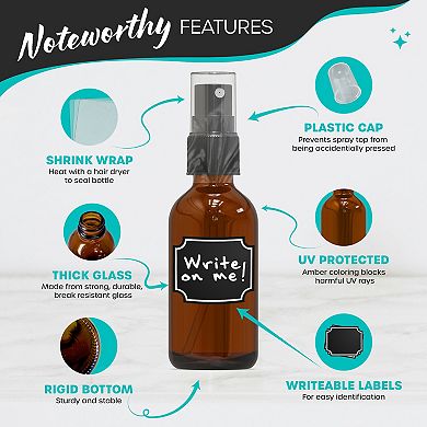 Nevlers 2 oz. Leakproof Amber Glass Spray Bottles (Pack of 48)