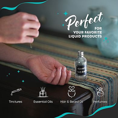 Nevlers 2 Oz Leakproof Clear Glass Dropper Bottles (Pack of 48)