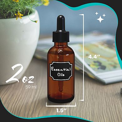 Nevlers 2 Oz Leakproof Amber Glass Dropper Bottles (Pack of 48)