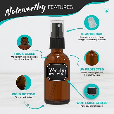 Nevlers 2 oz. Leakproof Amber Glass Spray Bottles (Pack of 24)