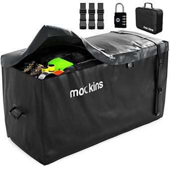 Mockins 25CuF. Black Waterproof Car Carrier Cargo Bag 60"x24"x31" W/ BuckleStraps Lock & Storage Bag