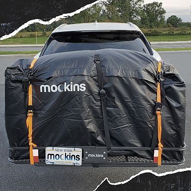 Mockins 25CuF. Black Waterproof Car Carrier Cargo Bag 60"x24"x31" W/ BuckleStraps Lock & Storage Bag