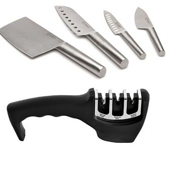 BergHOFF Straight 5 pc 18/10 Stainless Steel Specialty Knife Set with 3-Slot Sharpener