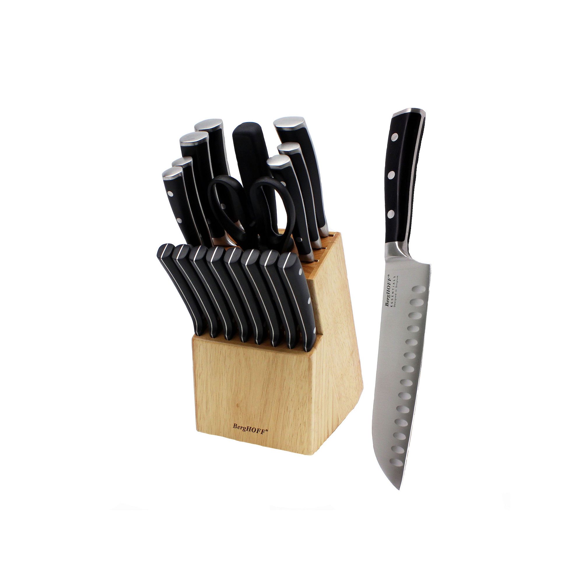BergHOFF 18-Piece Essentials Stainless Steel Cutlery Set with Wooden Block,